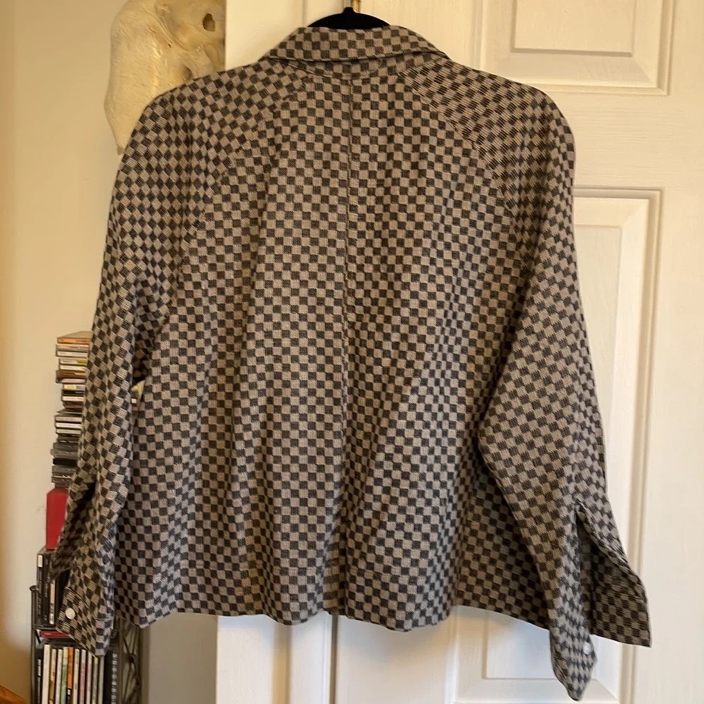 𝅺NWT Beaton Linen Short Jacket in Grey Check_6